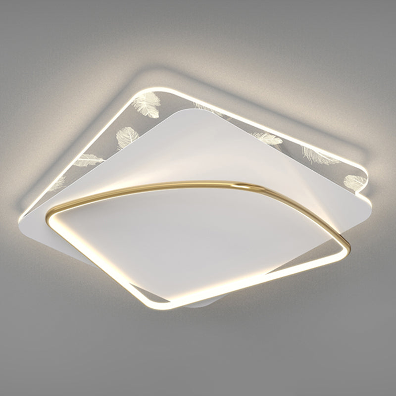 Minimalist Trendy Feather Ceiling Lamp Acrylic Bedroom LED Flush Mount Light Fixture