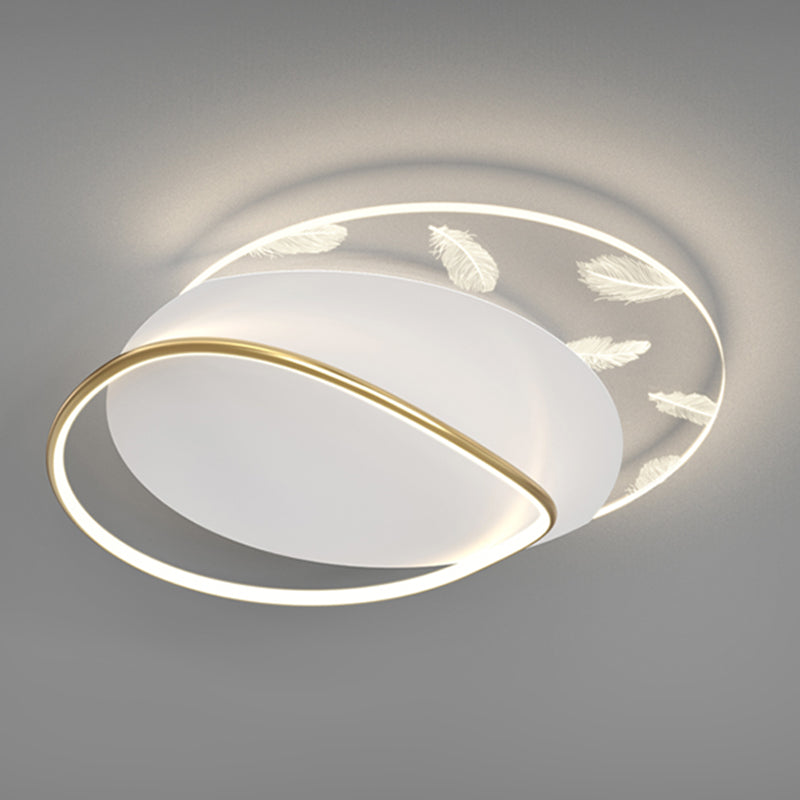 Minimalist Trendy Feather Ceiling Lamp Acrylic Bedroom LED Flush Mount Light Fixture