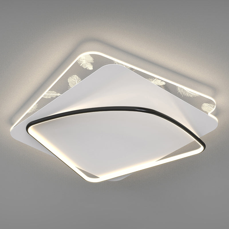 Minimalist Trendy Feather Ceiling Lamp Acrylic Bedroom LED Flush Mount Light Fixture