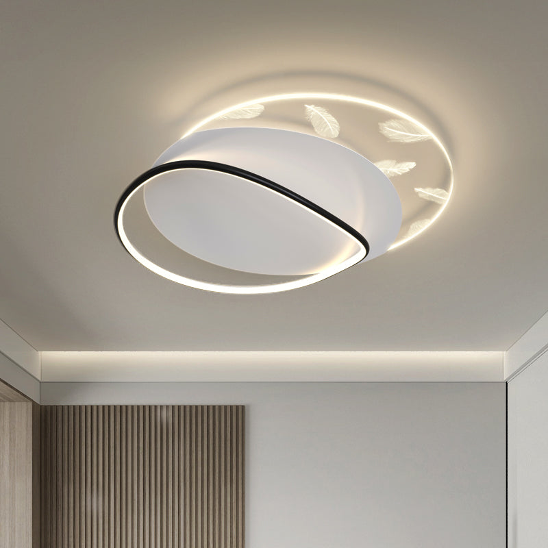 Minimalist Trendy Feather Ceiling Lamp Acrylic Bedroom LED Flush Mount Light Fixture