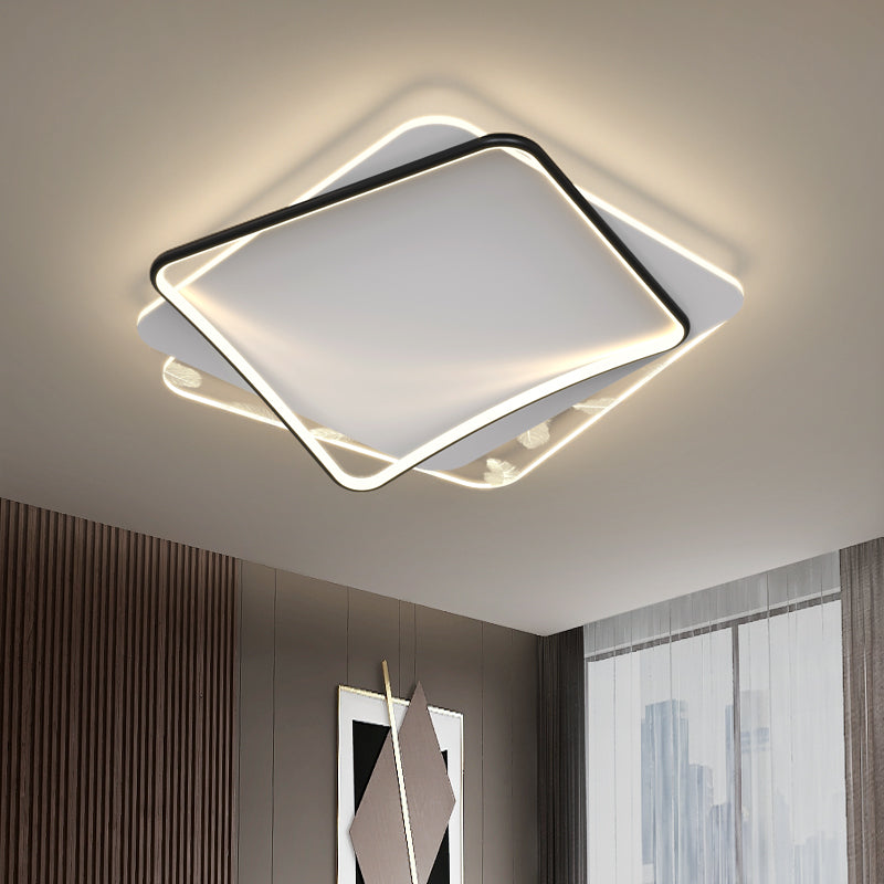 Minimalist Trendy Feather Ceiling Lamp Acrylic Bedroom LED Flush Mount Light Fixture