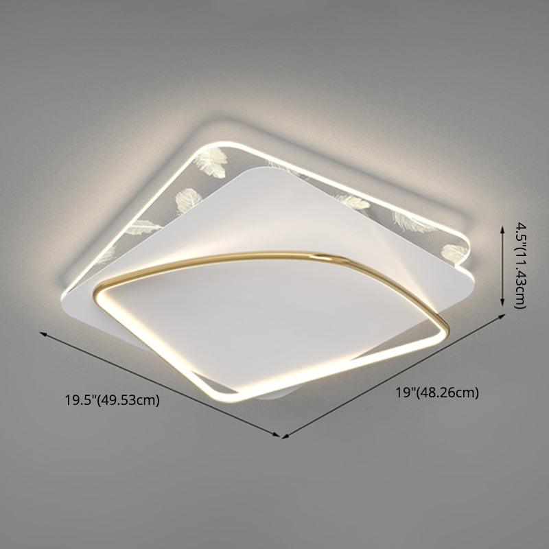 Minimalist Trendy Feather Ceiling Lamp Acrylic Bedroom LED Flush Mount Light Fixture