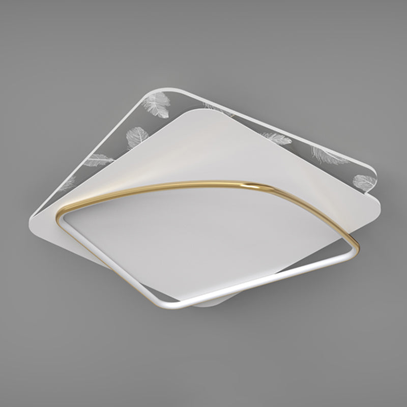 Minimalist Trendy Feather Ceiling Lamp Acrylic Bedroom LED Flush Mount Light Fixture