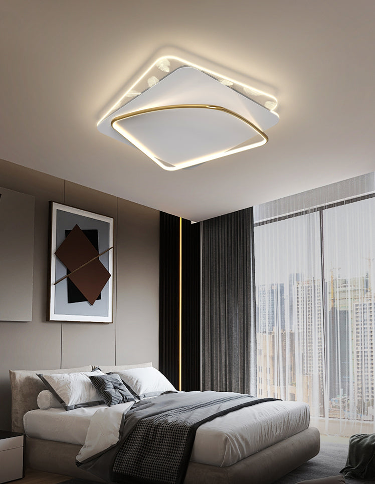 Minimalist Trendy Feather Ceiling Lamp Acrylic Bedroom LED Flush Mount Light Fixture