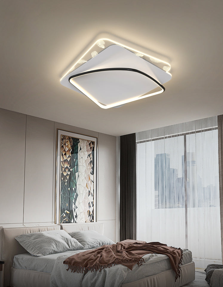 Minimalist Trendy Feather Ceiling Lamp Acrylic Bedroom LED Flush Mount Light Fixture