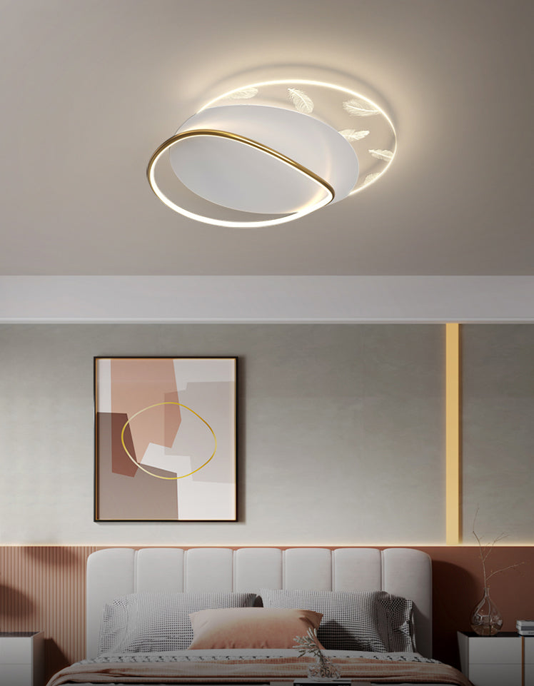 Minimalist Trendy Feather Ceiling Lamp Acrylic Bedroom LED Flush Mount Light Fixture