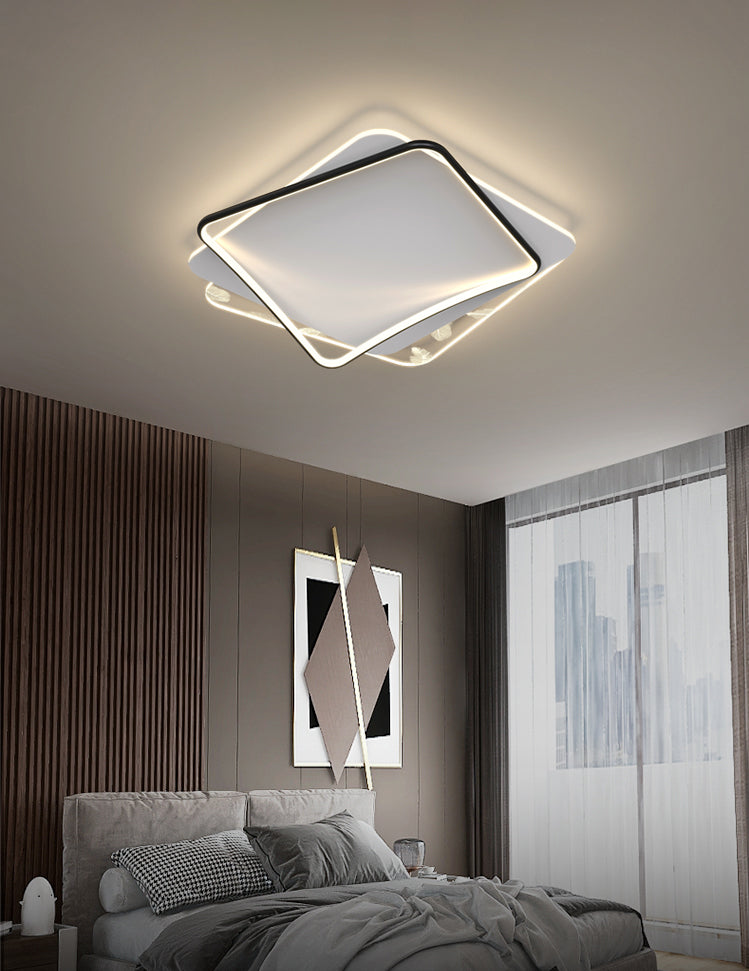 Minimalist Trendy Feather Ceiling Lamp Acrylic Bedroom LED Flush Mount Light Fixture