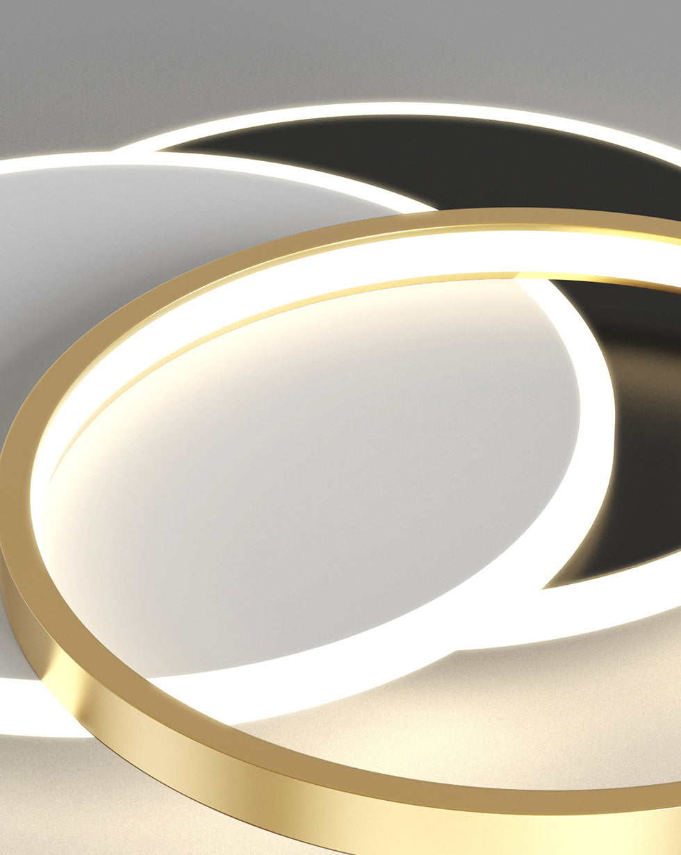 Circulaire moderne Flush Ceiling Light Metallic Bedroom Flush Mount LED Light in Black-White