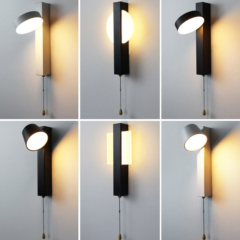 Nordische geometrische Wandleuchte Beleuchtung Metall Wohnzimmer LED -Wandleuchte mit Pull -Kette