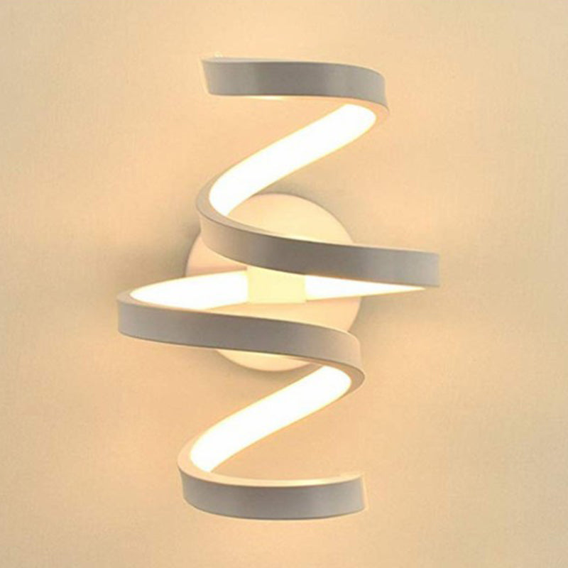 Curve Wall Lamp Minimalist Metal LED White Sconce Light Fixture for Bedroom