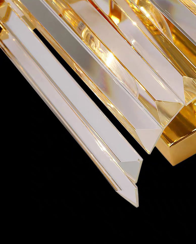 Gold Cylindrical Wall Lamp in Modern Luxury Style Carbon Steel Wall Sconce with Crystal Shade