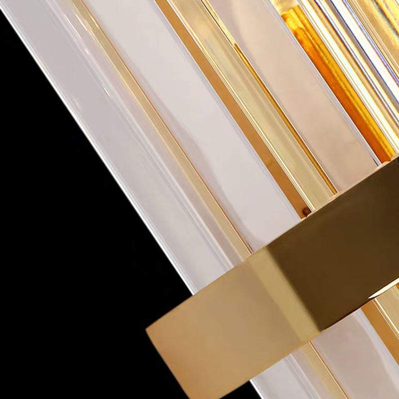 Gold Cylindrical Wall Lamp in Modern Luxury Style Carbon Steel Wall Sconce with Crystal Shade