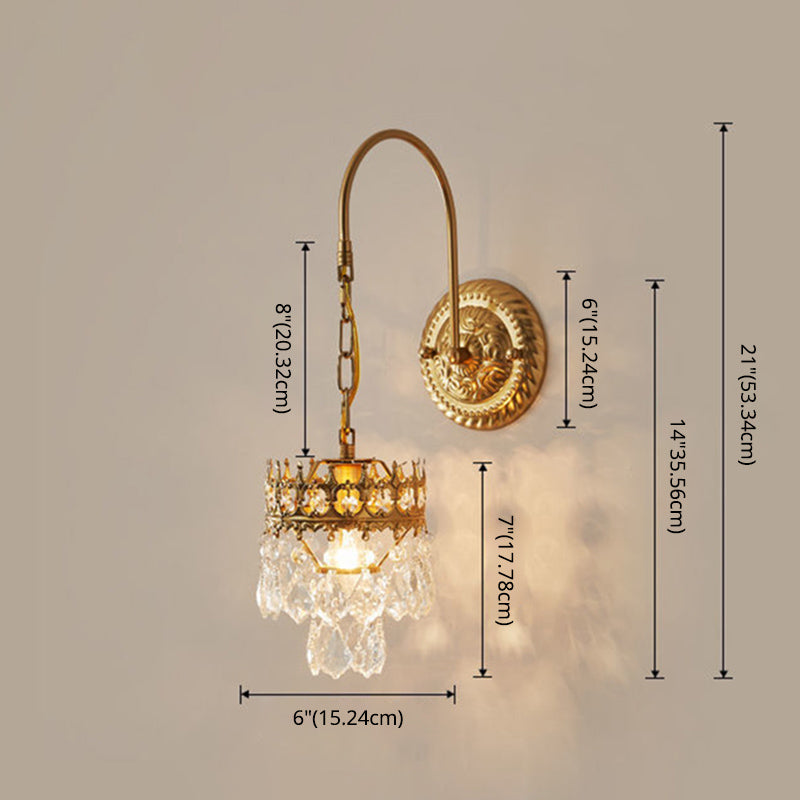 Crystal Hanging Wall Sconce in Modern Unique Style Wrought Iron Wall Lamp for Interior Spaces