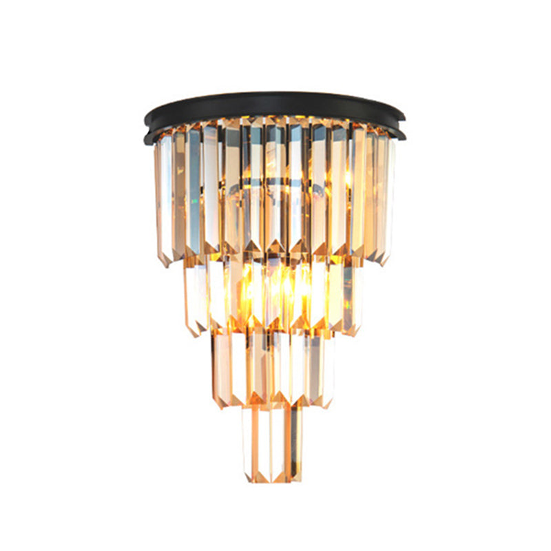 Sfonce da parete in cristallo a 2 luci in moderna lampada da parete in ferro battuto in ferro battuto per camera da letto