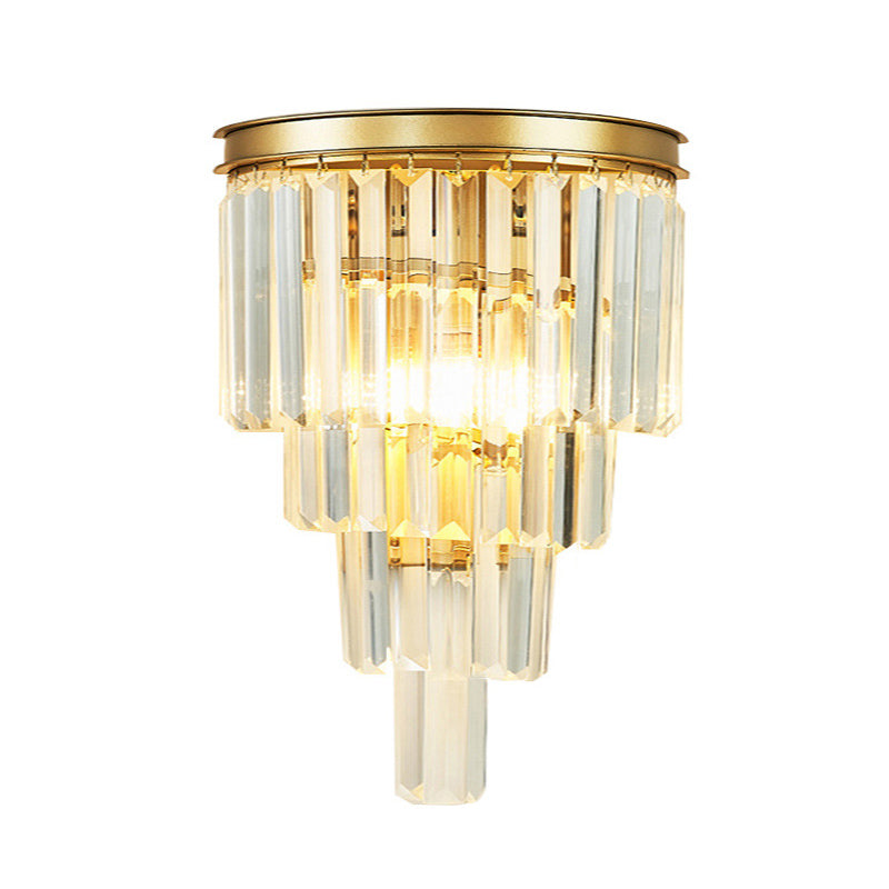 Sfonce da parete in cristallo a 2 luci in moderna lampada da parete in ferro battuto in ferro battuto per camera da letto