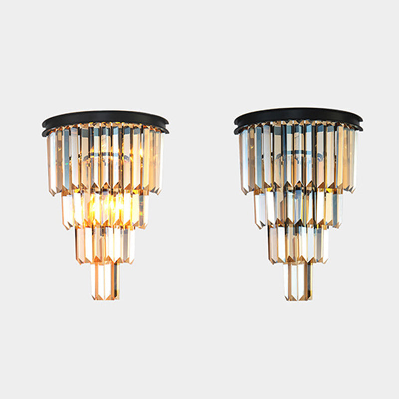 Sfonce da parete in cristallo a 2 luci in moderna lampada da parete in ferro battuto in ferro battuto per camera da letto