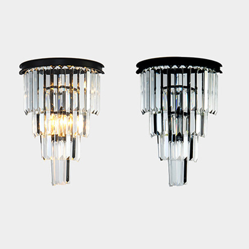 Sfonce da parete in cristallo a 2 luci in moderna lampada da parete in ferro battuto in ferro battuto per camera da letto