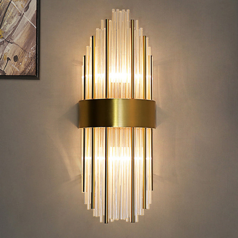Sconce da muro scintillanti a 2 luci in moderna lampada a parete di rame in stile lusso con tonalità di cristallo