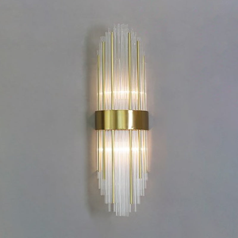 Sconce da muro scintillanti a 2 luci in moderna lampada a parete di rame in stile lusso con tonalità di cristallo