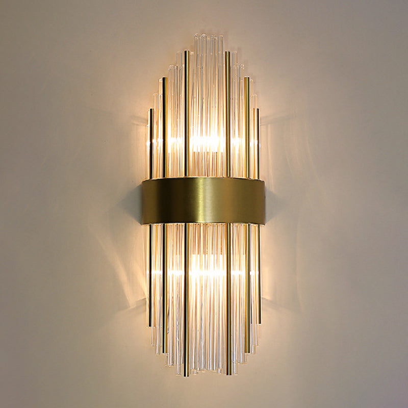Sconce da muro scintillanti a 2 luci in moderna lampada a parete di rame in stile lusso con tonalità di cristallo