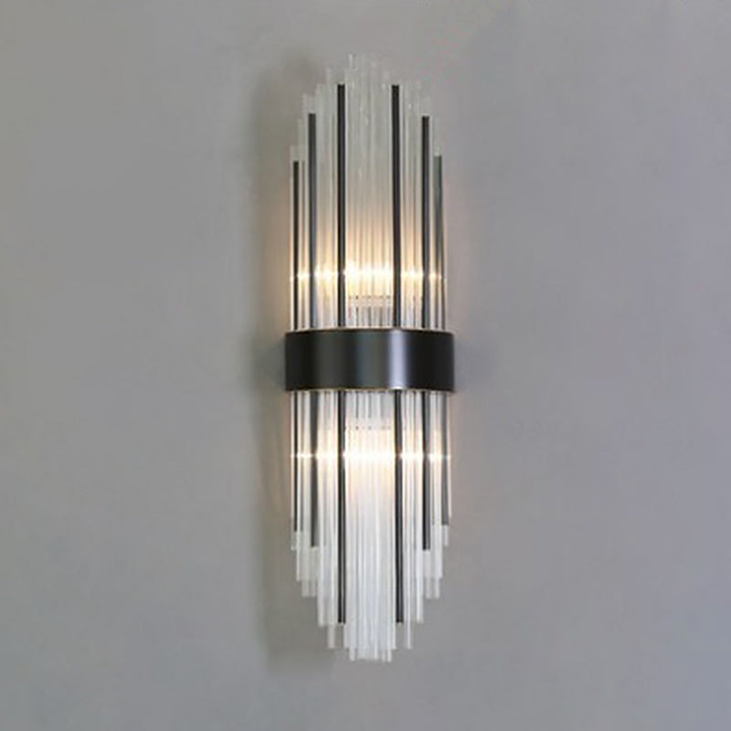 Sconce da muro scintillanti a 2 luci in moderna lampada a parete di rame in stile lusso con tonalità di cristallo