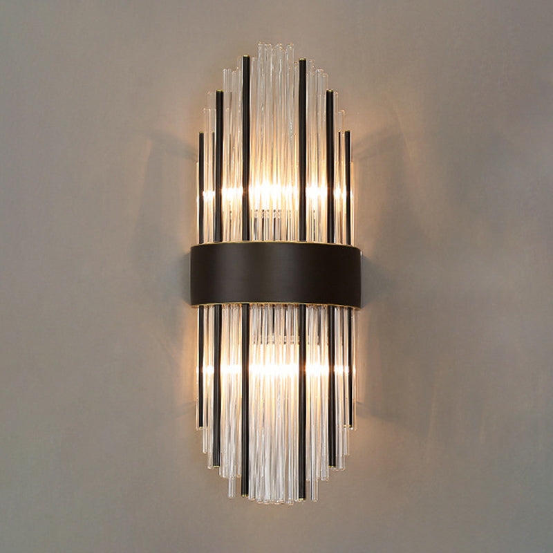 Sconce da muro scintillanti a 2 luci in moderna lampada a parete di rame in stile lusso con tonalità di cristallo