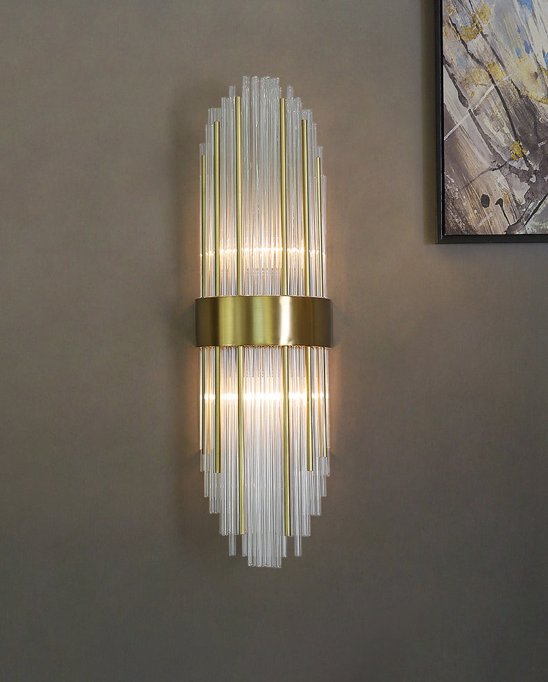 Sconce da muro scintillanti a 2 luci in moderna lampada a parete di rame in stile lusso con tonalità di cristallo