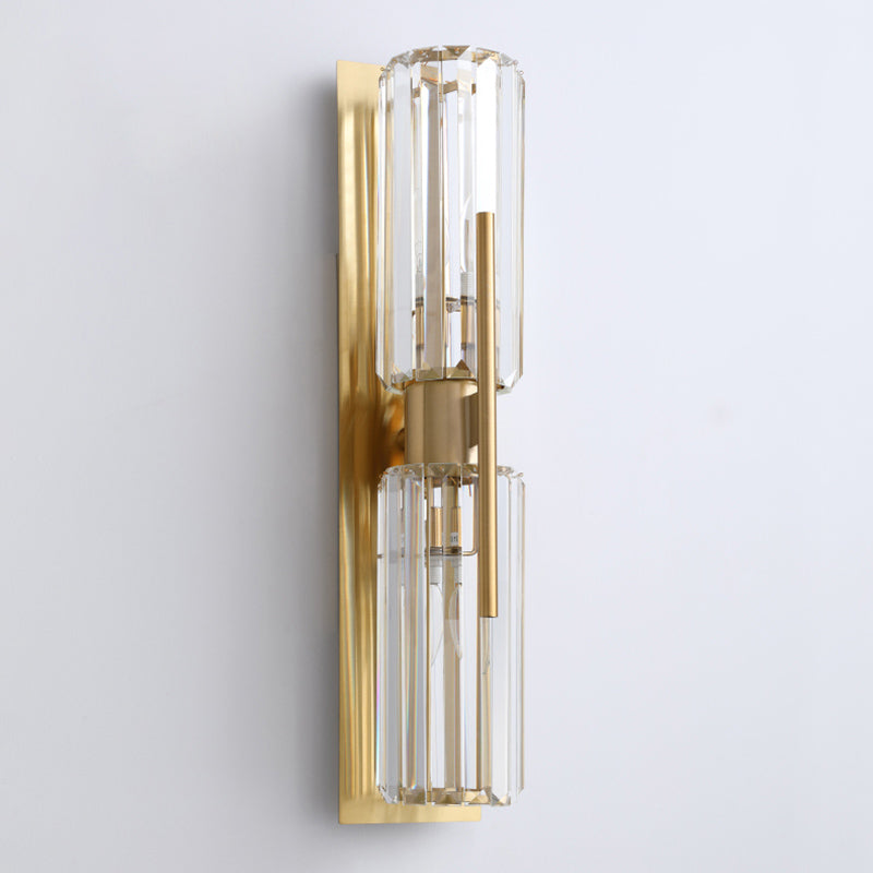 Gouden geometrische wandkandel in moderne luxe stijl smeedijzeren wandlamp met kristalschaduw