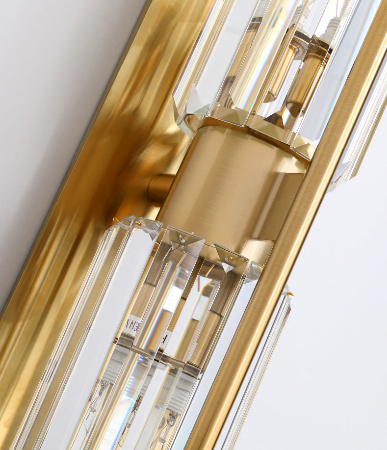 Gold Geometric Wall Sconce in Modern Luxury Style Warhing Fir Wall Lampe With Crystal Shade
