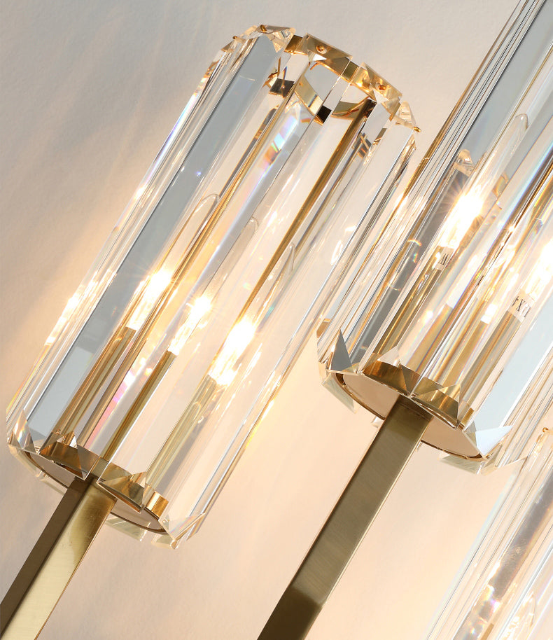 Gold Geometric Wall Sconce in Modern Luxury Style Warhing Fir Wall Lampe With Crystal Shade