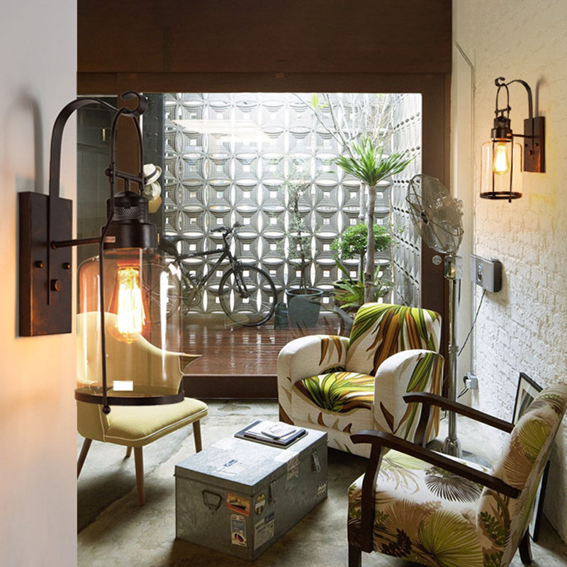 1 Light Metal Wall Light Sconce Industrial Cylindrical Hall And Foyer Wall Mounted Light Fixture