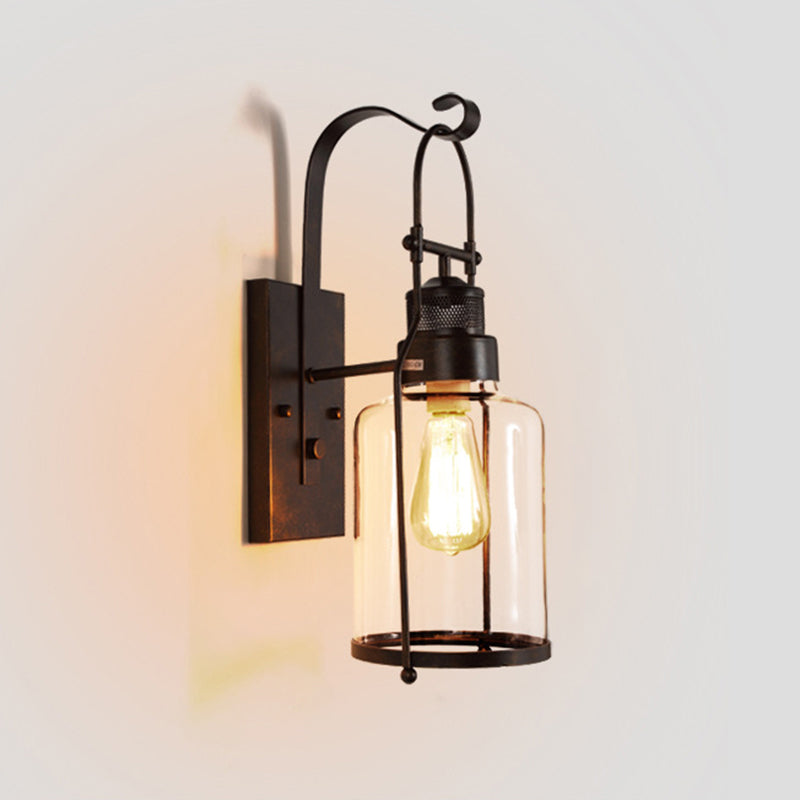 1 Light Metal Wall Light Sconce Industrial Cylindrical Hall And Foyer Wall Mounted Light Fixture
