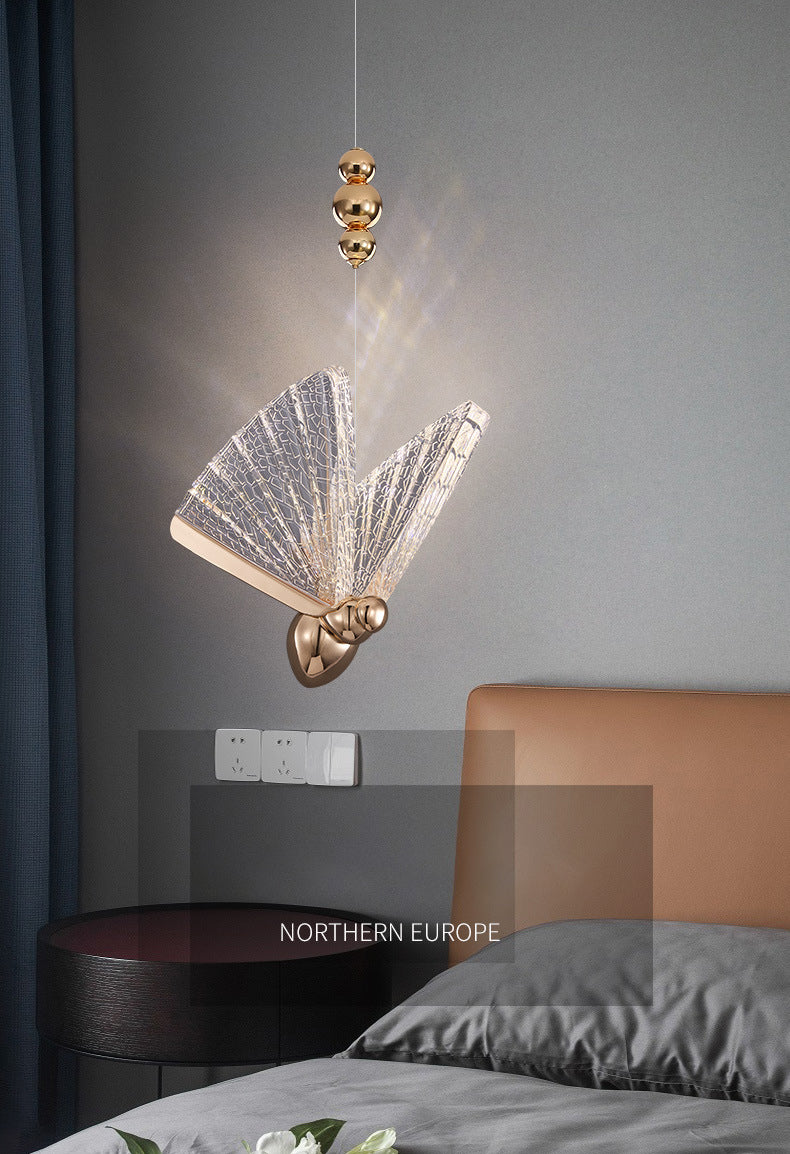 Acrylic Butterfly LED Pendant Light in Modern Creative Style Wrought Iron Hanging Light for Dining Room