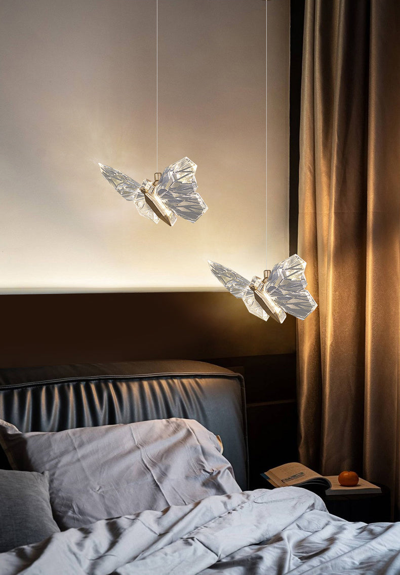 Acrylic Butterfly LED Pendant Light in Modern Creative Style Wrought Iron Hanging Light for Dining Room