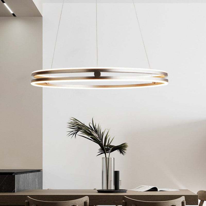 Luce a ciondolo circolare oro Postmoderno lampadario in metallo a LED per sala da pranzo