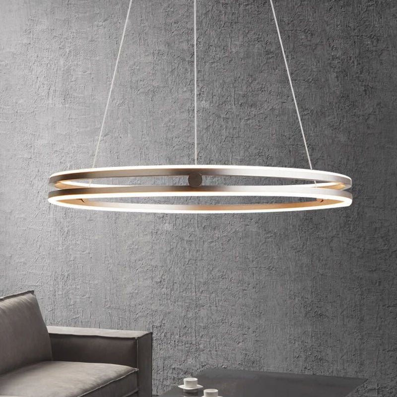 Luce a ciondolo circolare oro Postmoderno lampadario in metallo a LED per sala da pranzo