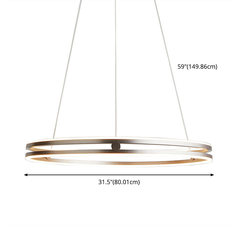 Luce a ciondolo circolare oro Postmoderno lampadario in metallo a LED per sala da pranzo