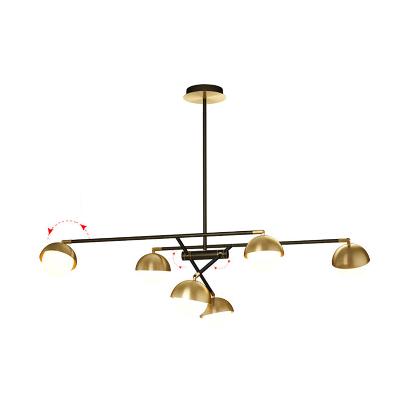 Postmodern Sputnik Chandelier Metal Living Room Pendant Light with White Glass Shade