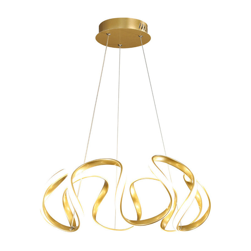 Luz de colgante lineal LED de aluminio en una lámpara de araña de hierro forjado de estilo minimalista moderno con sombra acrílica