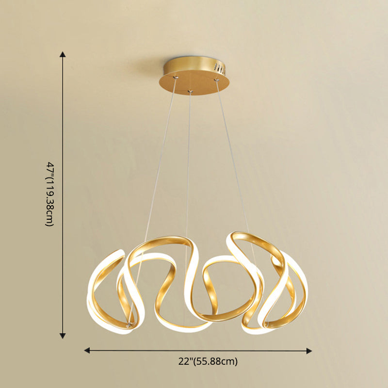 Luz de colgante lineal LED de aluminio en una lámpara de araña de hierro forjado de estilo minimalista moderno con sombra acrílica