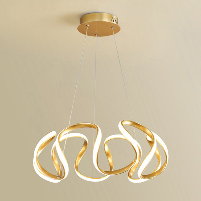 Luz de colgante lineal LED de aluminio en una lámpara de araña de hierro forjado de estilo minimalista moderno con sombra acrílica