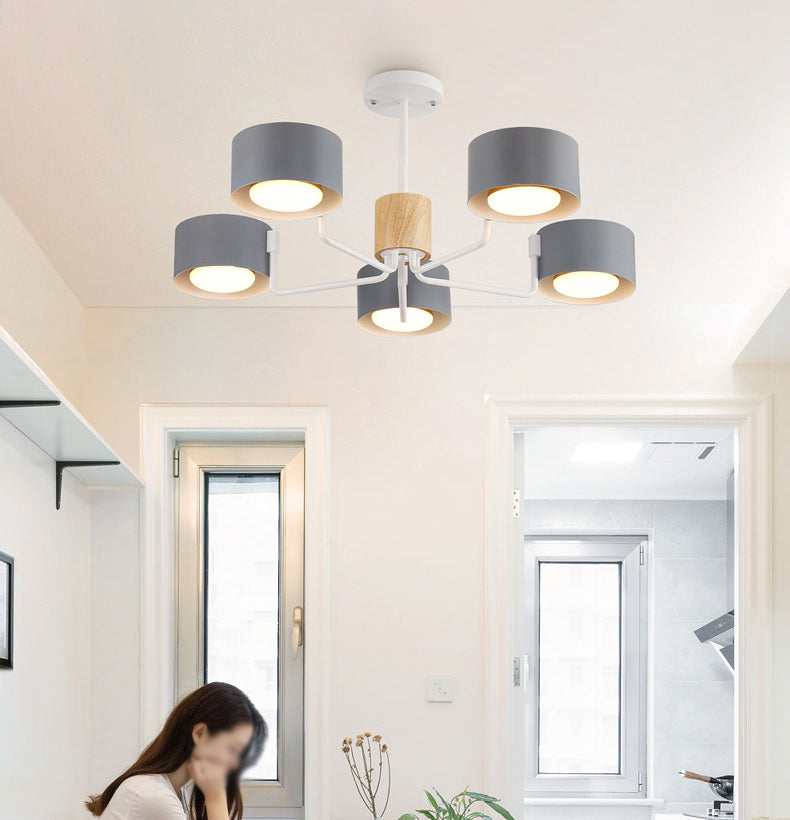 Moderno a soffitto luce in legno color legno di macarons camera da letto hotel luce