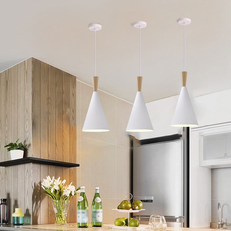 1 Light Metal Pendant Lighting Fixtures Modern Tapered Dining Room Hanging Pendant Lights