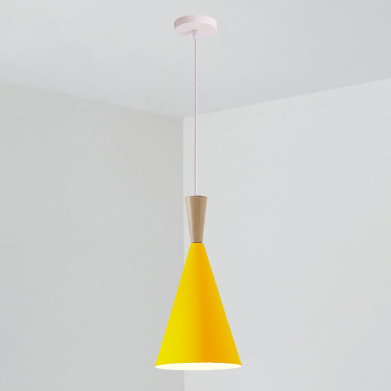 1 Light Metal Pendant Lighting Fixtures Modern Tapered Dining Room Hanging Pendant Lights