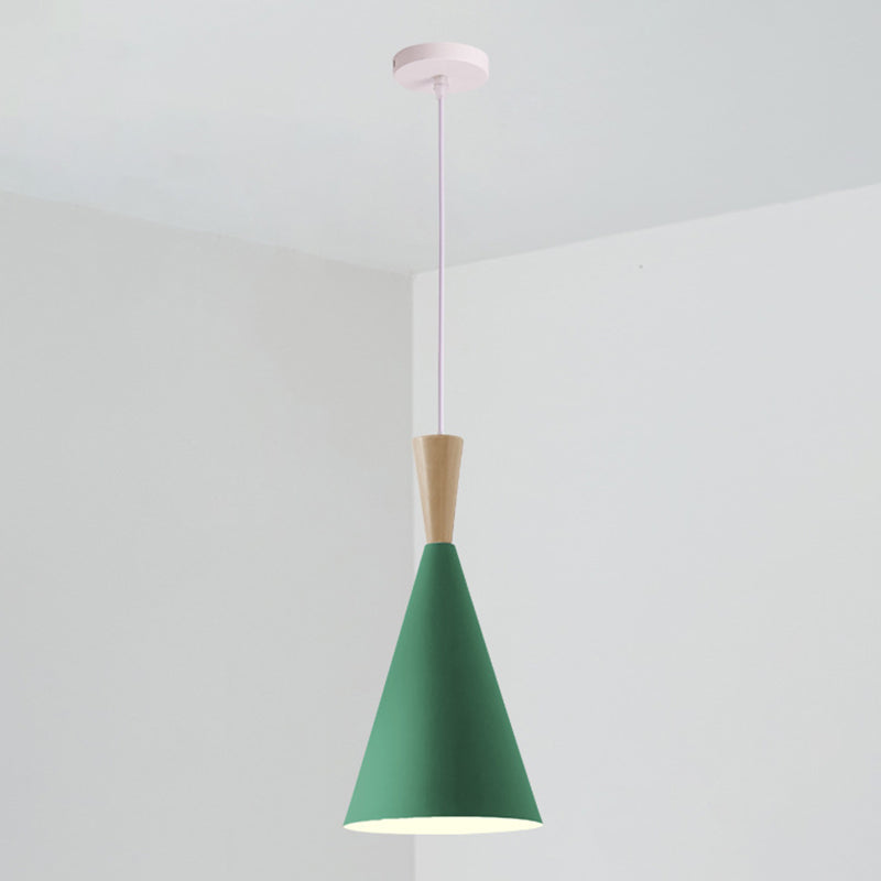 1 Light Metal Pendant Lighting Fixtures Modern Tapered Dining Room Hanging Pendant Lights