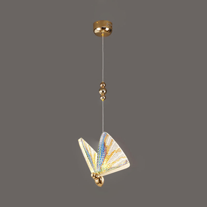 Modern Creative LED Pendant Light Wrought Iron Butterfly Hanging Lamp with Acrylic Shade
