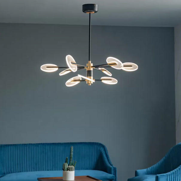 Black and Gold Sputnik Chandelier Postmodern LED Acrylic Suspension Light for Living Room