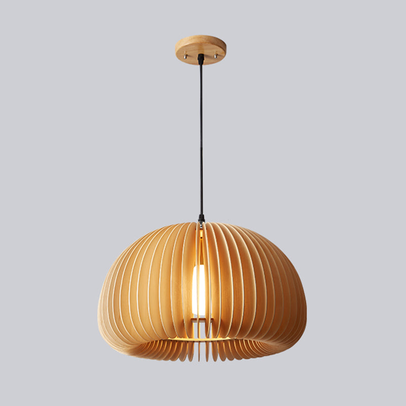 1 Light Pumpkin Hanging Ceiling Lights Creative Modern Wood Pendant for Clothing Store
