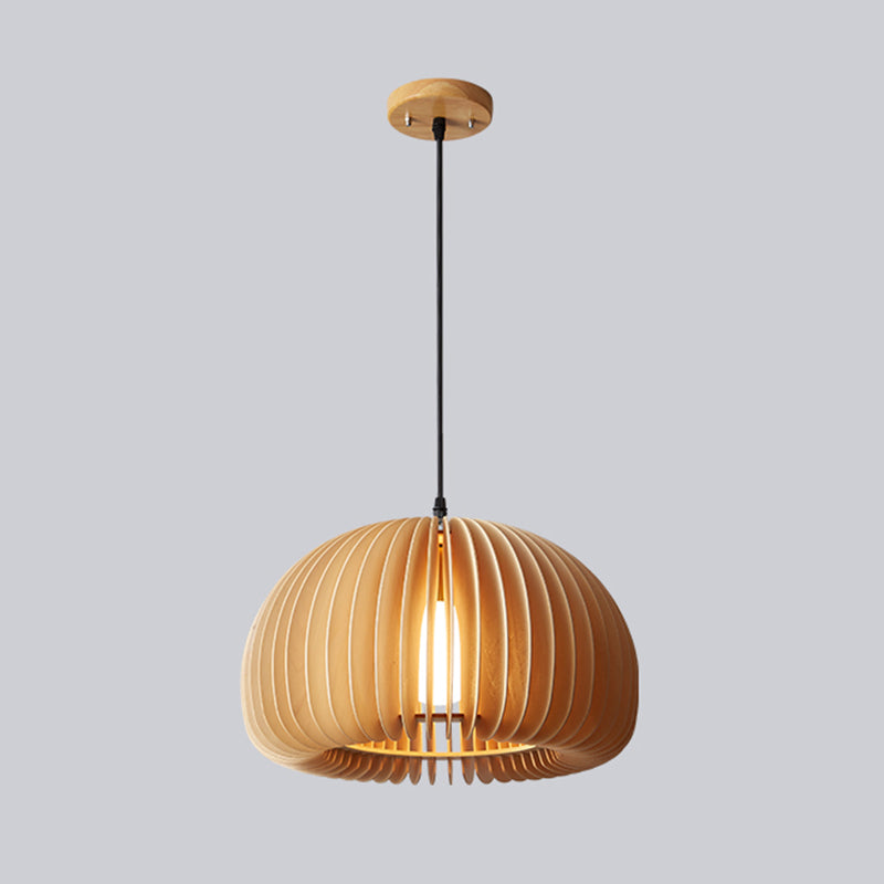 1 Light Pumpkin Hanging Ceiling Lights Creative Modern Wood Pendant for Clothing Store