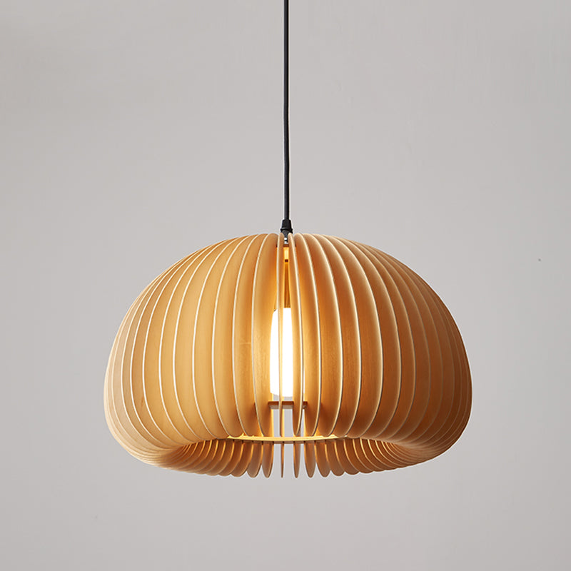 1 Light Pumpkin Hanging Ceiling Lights Creative Modern Wood Pendant for Clothing Store